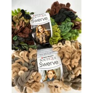 2 Red Heart Boutique Swerve Yarn Super Bulky SAHARA / WOODLAND Brown Tan Green